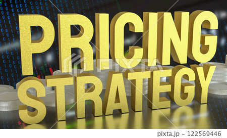 The Gold Pricing strategy  and coins for Business concept 3d Rendering. 122569446