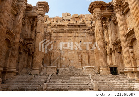 Bacchus temple inner side in Baalbek, Lebanon. 122569997