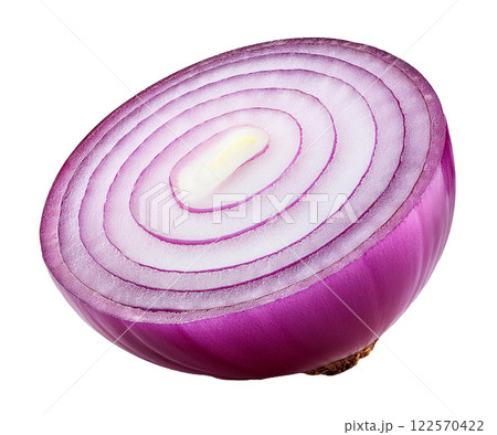 Close up of Sliced Red Onion Showing Layered Rings 122570422