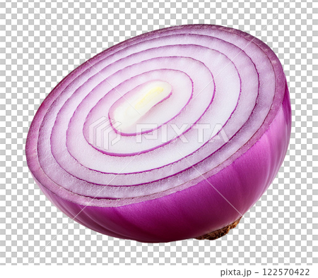 Close up of Sliced Red Onion Showing Layered Rings 122570422