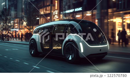 未来の自動運転車のコンセプト画像(生成AI画像) 未来の自動運転車のコンセプト画像(生成AI画像) 122570780