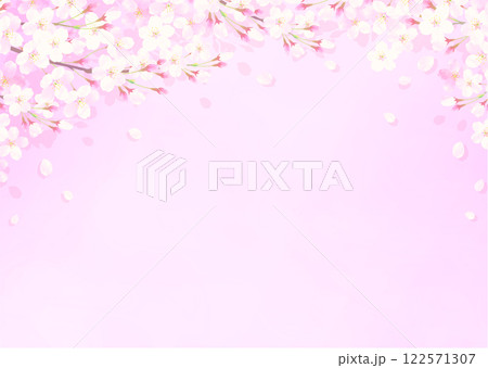 風に舞う桜の花びらの背景イラスト 122571307