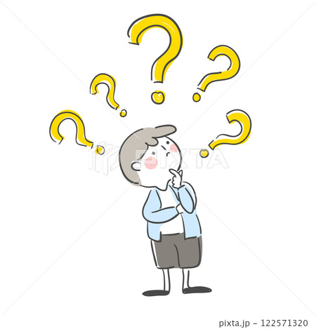 Character illustration of a person with a question mark above their head 122571320