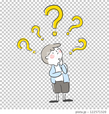 Character illustration of a person with a question mark above their head 122571320