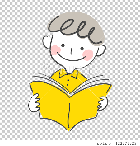 Character illustration of a child reading a book 122571325