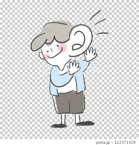 Character illustration of a person who is listening carefully 122571329