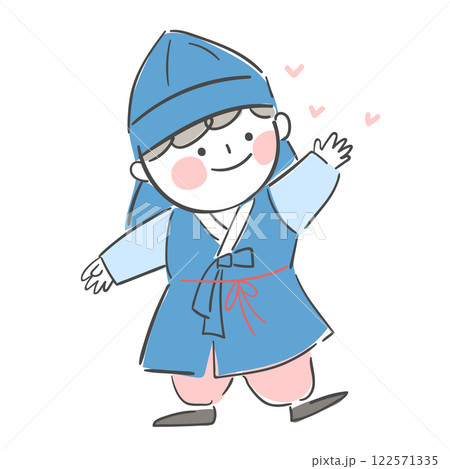 Character illustration of a boy wearing a hanbok 122571335