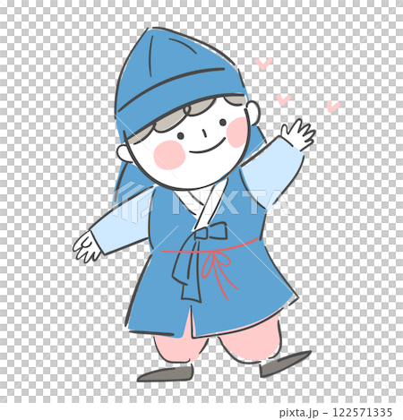 Character illustration of a boy wearing a hanbok Character illustration of a boy wearing a hanbok 122571335