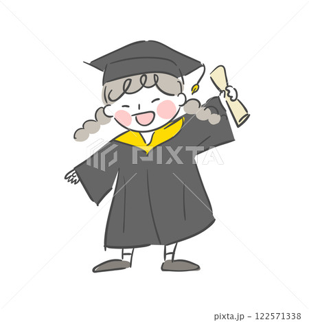 Character illustration of a child wearing a graduation gown Character illustration of a child wearing a graduation gown 122571338