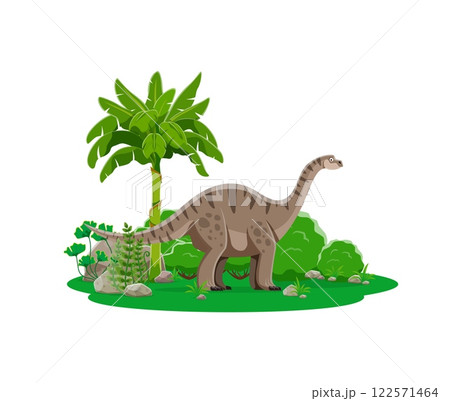 Dinosaur, prehistoric lizard Vulcanodon or dino animal, cartoon vector character. Jurassic era Vulcanodon dinosaur of sauropod species for kid dino encyclopedia atlas book or paleontology museum Dinosaur, prehistoric lizard Vulcanodon or dino animal, cartoon vector character. Jurassic era Vulcanodon dinosaur of sauropod species for kid dino encyclopedia atlas book or paleontology museum 122571464