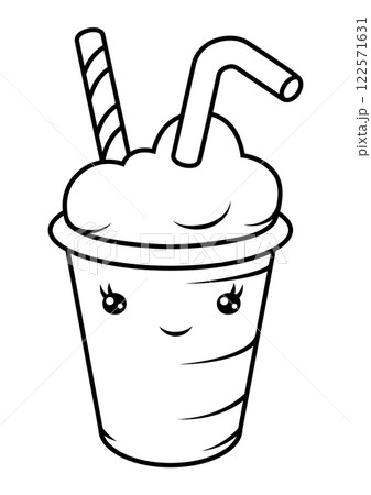 Cocktail in cartoon style. Illustration of cute funny character. Cocktail in cartoon style. Illustration of cute funny character. 122571631