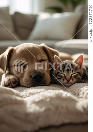 一緒に眠る犬と猫_03 122571710