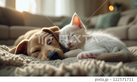 一緒に眠る犬と猫_01 122571711
