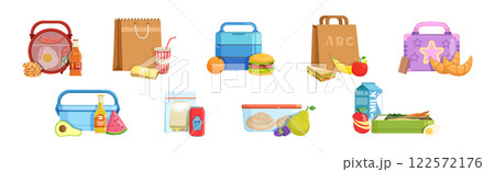 School Meal and Lunch Object and Item Vector Set School Meal and Lunch Object and Item Vector Set 122572176