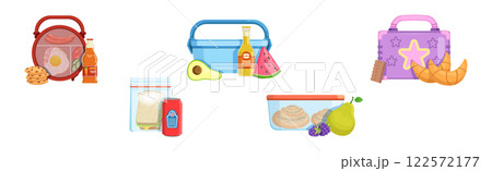 School Meal and Lunch Object and Item Vector Set 122572177