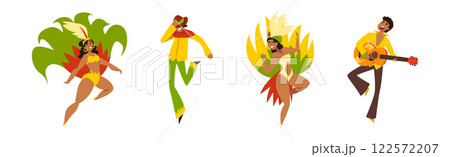 Brazilian Woman Dancer and Man Musician Vector Set 122572207