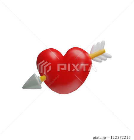 3D red heart pierced by an arrow, human hurt love vector symbol, St. Valentine sign, lovely passion, amour emoticon 3D red heart pierced by an arrow, human hurt love vector symbol, St. Valentine sign, lovely passion, amour emoticon 122572213