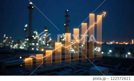 Night View of Oil Refinery with Bright Lights Night View of Oil Refinery with Bright Lights 122572621