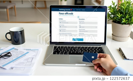 Modern Laptop Displaying Tax Filing Website Interface Modern Laptop Displaying Tax Filing Website Interface 122572637