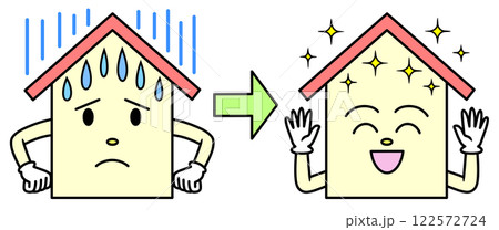 雨漏りで困っていたけど、直って嬉しい家のキャラクター 雨漏りで困っていたけど、直って嬉しい家のキャラクター 122572724