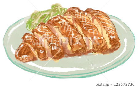 美味しそうな山賊焼のリアルな水彩イラスト 122572736