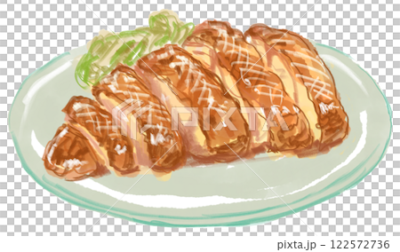 美味しそうな山賊焼のリアルな水彩イラスト 122572736