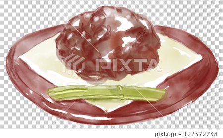 美味しそうな牡丹餅(おはぎ)のリアルな水彩イラスト 122572738