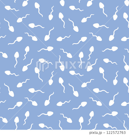 Spermatozoon seamless pattern on blue background. Vector illustration 122572763