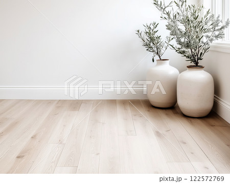 A spacious room with a minimalist interior 122572769