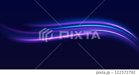 Speed police line. Laser beams, horizontal light rays. Magic shining neon light line trails. Purple glowing wave swirl, impulse cable lines. High speed effect motion blur night lights Speed police line. Laser beams, horizontal light rays. Magic shining neon light line trails. Purple glowing wave swirl, impulse cable lines. High speed effect motion blur night lights 122572792