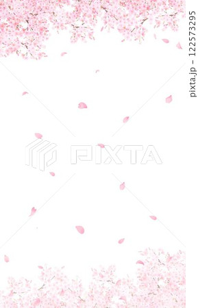 美しい薄いピンク色の桜の花と花びら春の白バックiPhoneなど縦長画面サイズの背景素材イラスト 美しい薄いピンク色の桜の花と花びら春の白バックiPhoneなど縦長画面サイズの背景素材イラスト 122573295