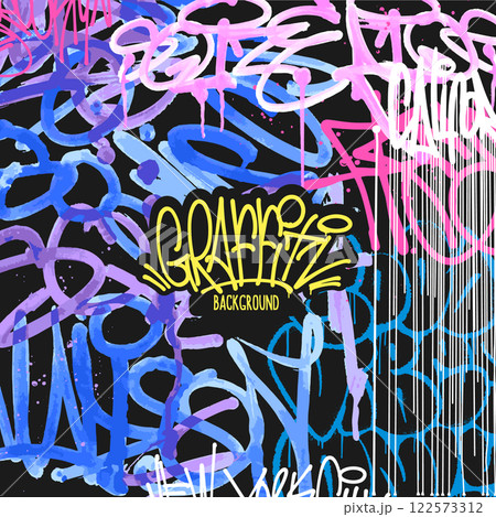 Abstract underground street art. Creative patterns of trendy colors on city walls 122573312