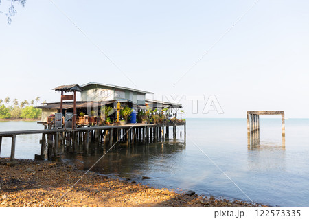 Wild Lonely Beach with Local Restaurant in Thailand Wild Lonely Beach with Local Restaurant in Thailand 122573335