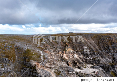 Aerial view of the Muckish mountain and the trail called miners path in county Donegal. Ireland 122573364