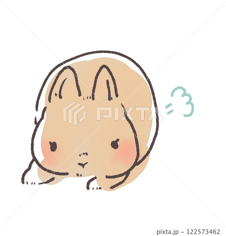 すかしっぺをするかわいいうさぎの線画イラスト素材 すかしっぺをするかわいいうさぎの線画イラスト素材 122573462