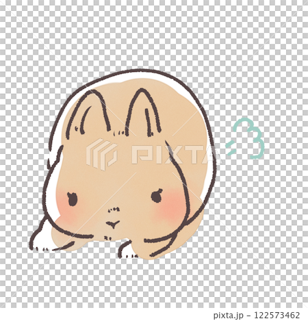 すかしっぺをするかわいいうさぎの線画イラスト素材 すかしっぺをするかわいいうさぎの線画イラスト素材 122573462