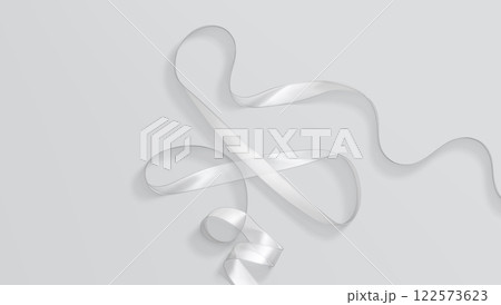 Blank white organza ribbon mockup, grey background 122573623