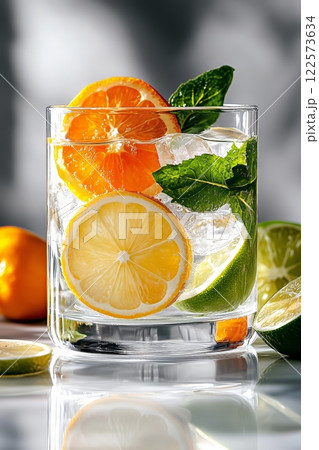 Citrus-infused drink bursts with orange and lemon slices, delivering refreshing hydration. Vibrant citrus tones elevate this drink's appeal, offering natural zest and invigorating flavor. Citrus-infused drink bursts with orange and lemon slices, delivering refreshing hydration. Vibrant citrus tones elevate this drink's appeal, offering natural zest and invigorating flavor. 122573634