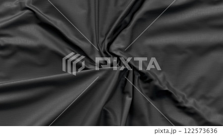 Blank black folded swirl fabric material mockup, top view 122573636
