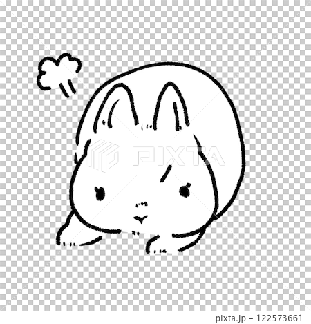 一隻憤怒的兔子的簡單可愛的插圖 122573661