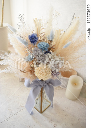 水色系ドライフラワーブーケ 水色系ドライフラワーブーケ 122573679