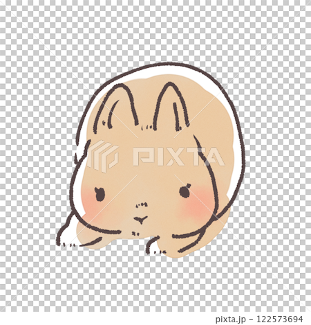座っているかわいいうさぎの線画イラスト 122573694