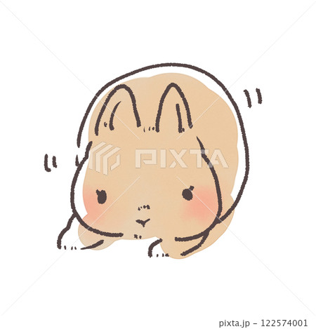 横に動いているかわいいうさぎの線画イラスト素材 122574001