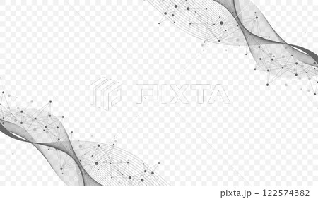 Abstract dynamic motion lines and dots connection background with plexus effect. Digital streaming background, wave flow. Dotted plexus stream background. Futuristic tech vector illustration 122574382