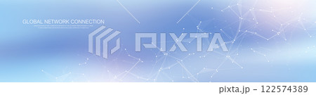 Global network connection banner design template idea. Header social network communication in the global business concept. Internet technology. Big data visualization. Vector illustration 122574389