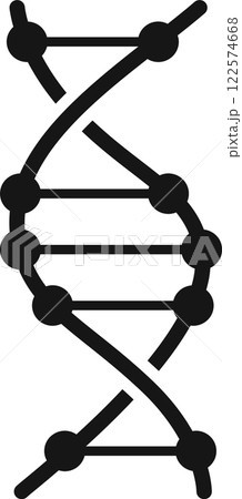 Black and white dna molecule forming double helix showing nucleotides forming base pairs connected by hydrogen bonds, simple icon style graphic Black and white dna molecule forming double helix showing nucleotides forming base pairs connected by hydrogen bonds, simple icon style graphic 122574668