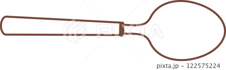 Simple brown spoon outline on a white background, representing eating utensils, kitchenware, and mealtime, suitable for various design purposes 122575224