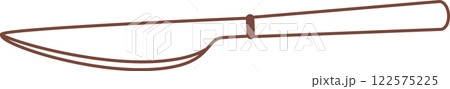 Minimalist vector illustration of a butter knife with a brown outline on a white background, perfect for kitchenware, dining, and cooking design projects 122575225