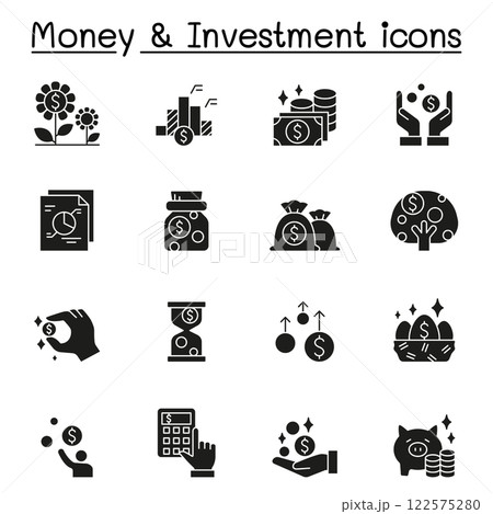 Money and Investment icon set in glyph style 122575280