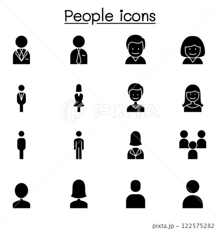 People, man, woman, person icon set in glyph style 122575282